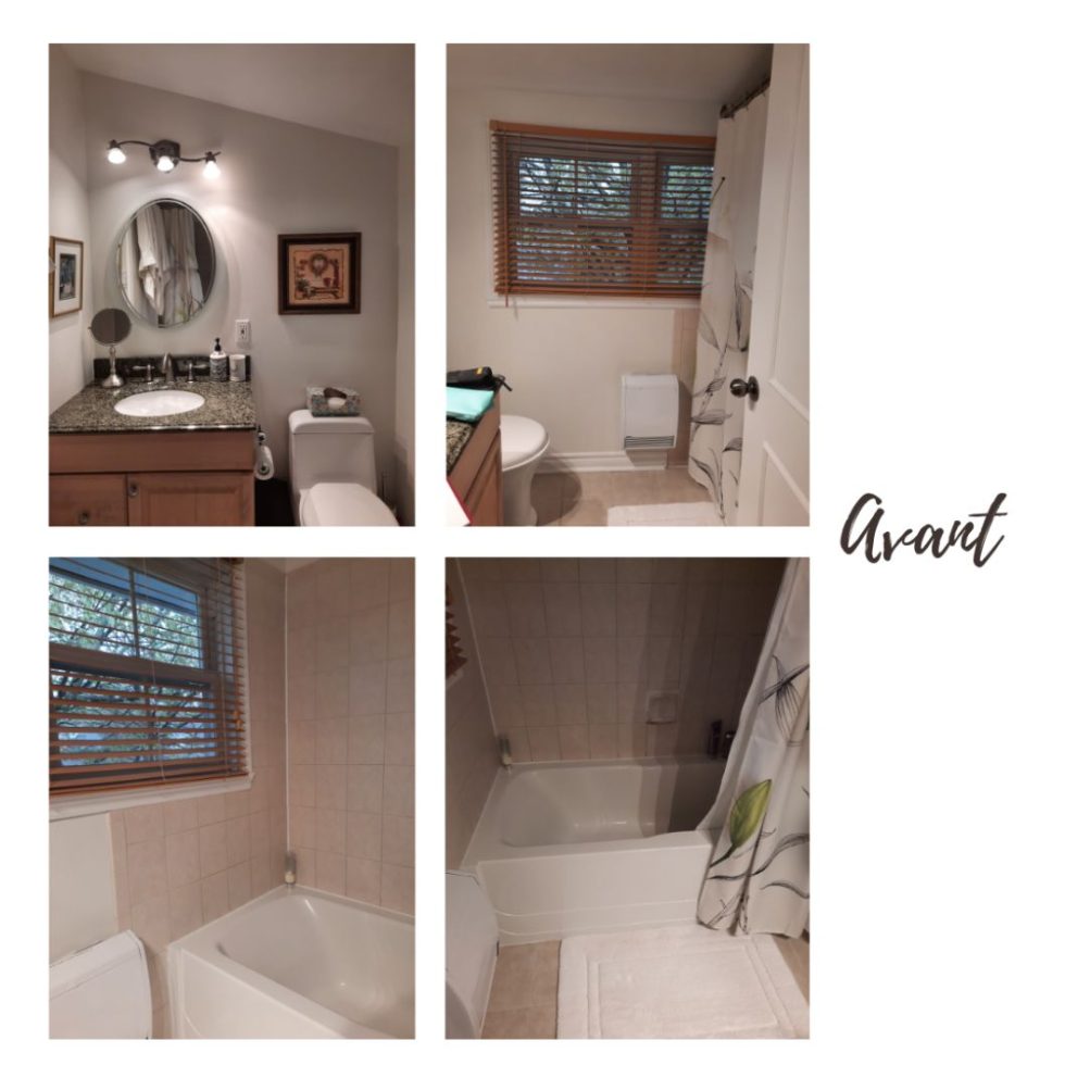 un collage d'une salle de bain.