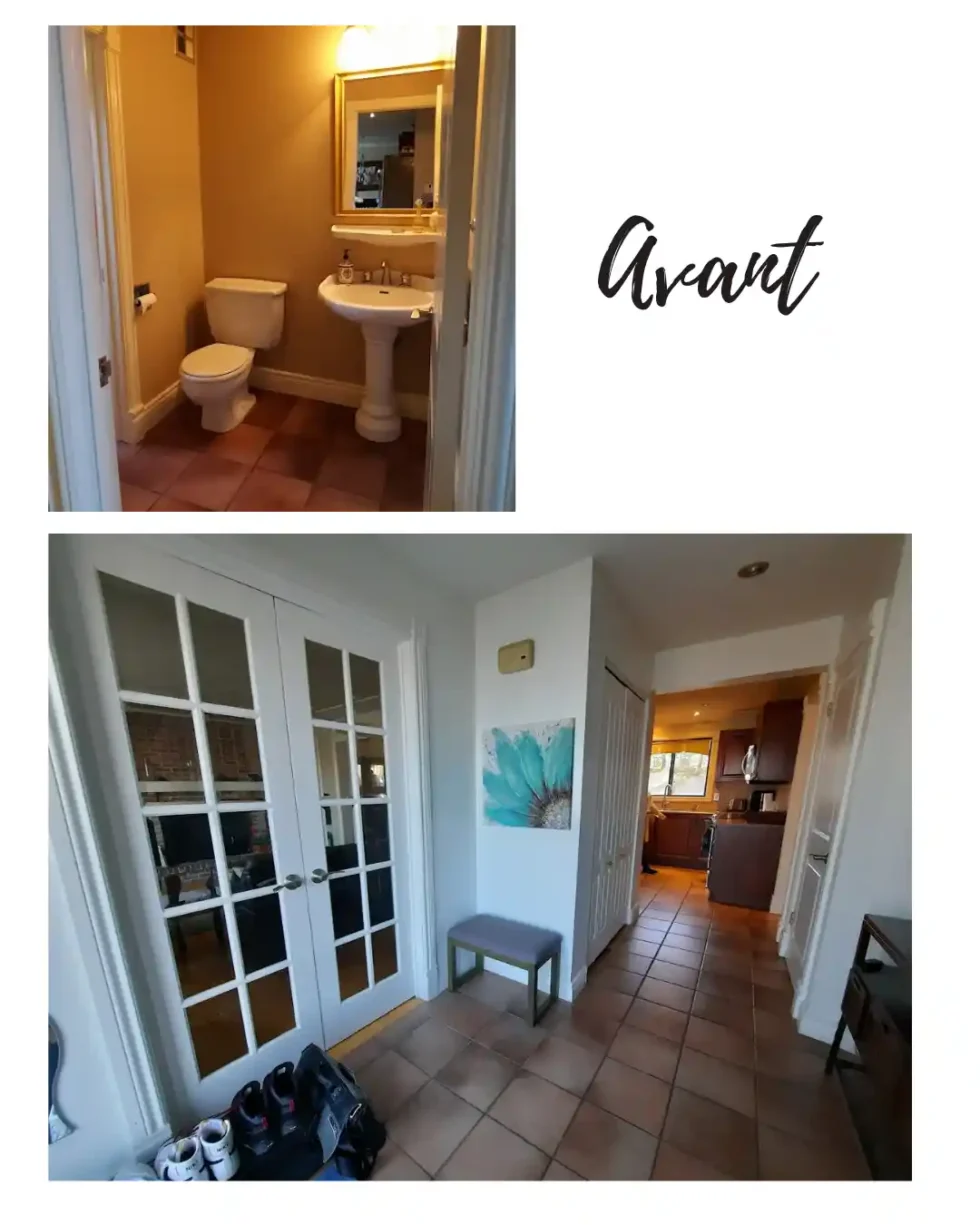 Entrée et salle d'eau avant rénovation